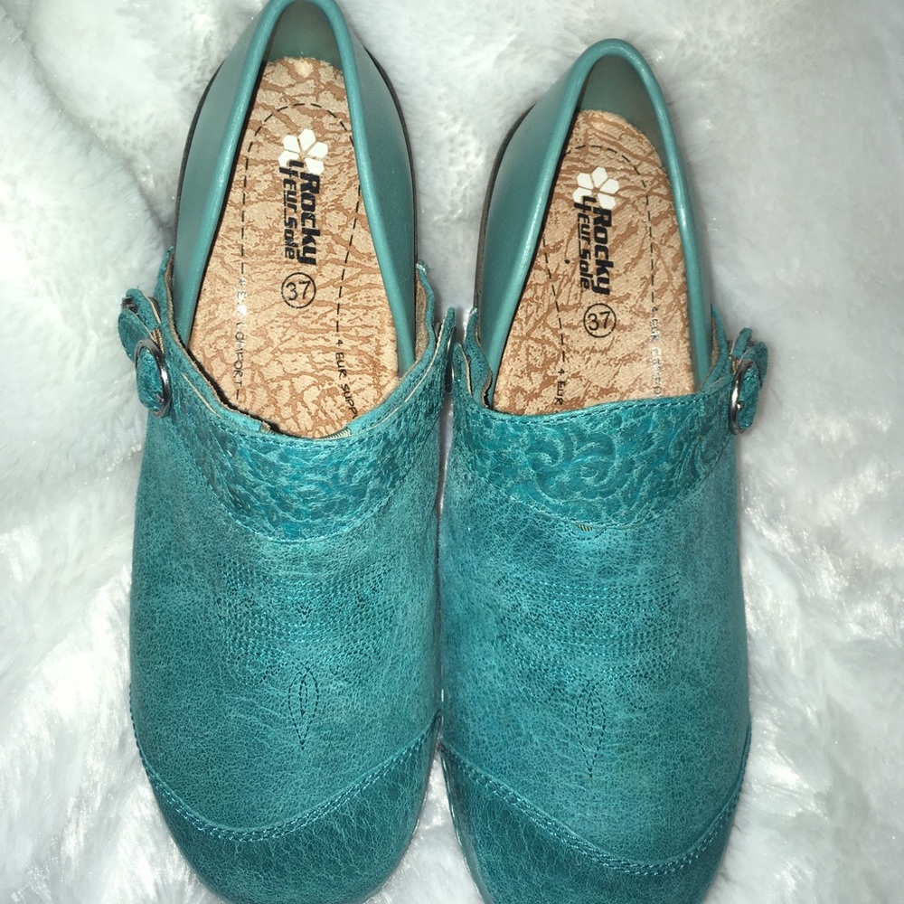 High End Teal Clogs